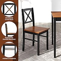 Vista 5 de Giantex 5-Piece Dining Table Set for 4, Rectangular Kitchen Table & 4 Chairs with Rubber Wood Legs, Cross Backrest, Space-Saving Mid Century Modern