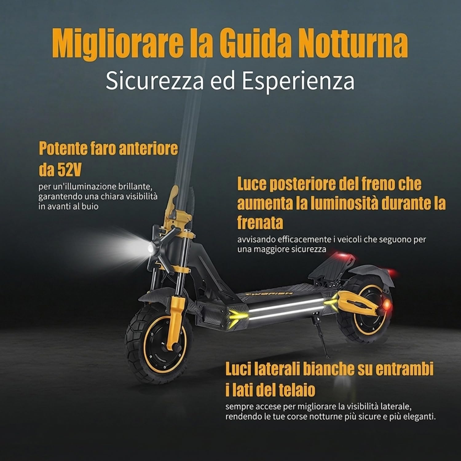 TW3PRO Monopattino Elettrico Doppia Trazione, 52V 23Ah, 45-55Km Autonomia | Limite Di Velocità Sbloccabile, Display Ad Alta Definizione, Pneumatici 11", Sblocco NFC, Doppia Sospensione&Freno a Disco