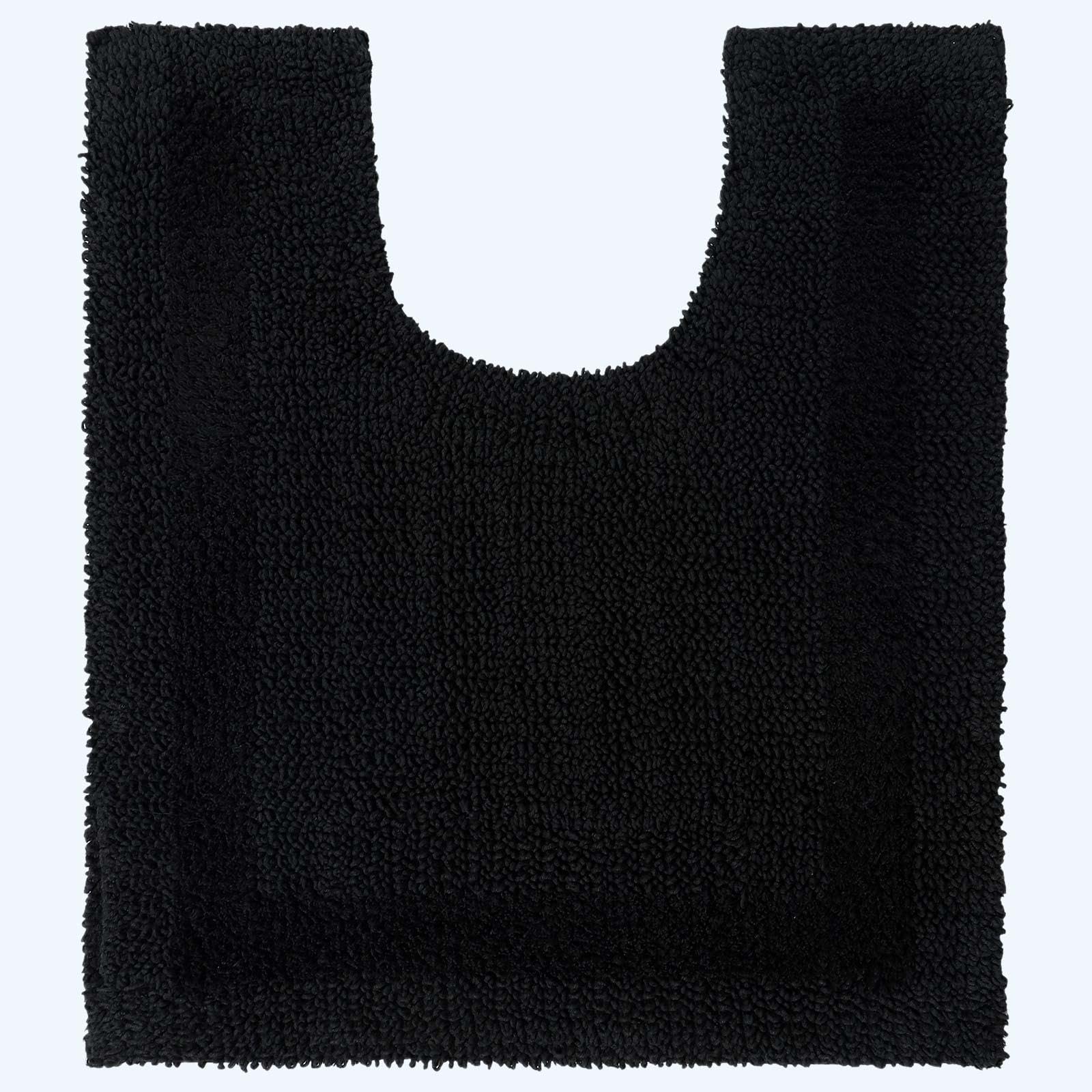 HOMESCAPES Toilet Mat, Luxury 1600gsm Extra Soft 100% Cotton, Reversible Bathroom Mats Non-Slip, Washable, Super Absorbent, Quick-Dry, Black Pedestal Rug for Toilet, 50 x 55 cm