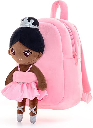 Gloveleya Mochila para niñas pequeñas con muñeca de bailarina suave rosa a partir de 2 años