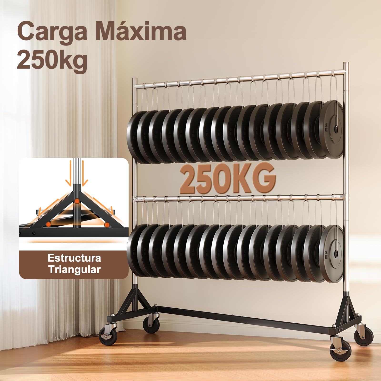 HOKEEPER Burro de Ropa Comercial Resistente de Doble Barra, Base en Z con Ruedas, 250kg, Altura Ajustable para Tiendas, Boutiques, Dormitorio, Plateado