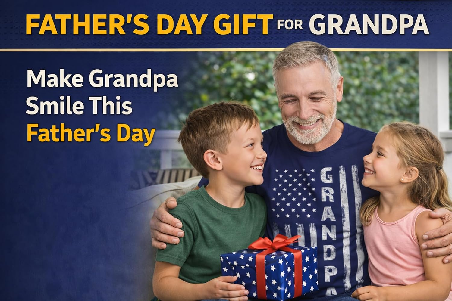 Grandpa Papa T Shirt for Men for Grandpa from Grandkids – Funny Patriotic USA Flag Shirt
