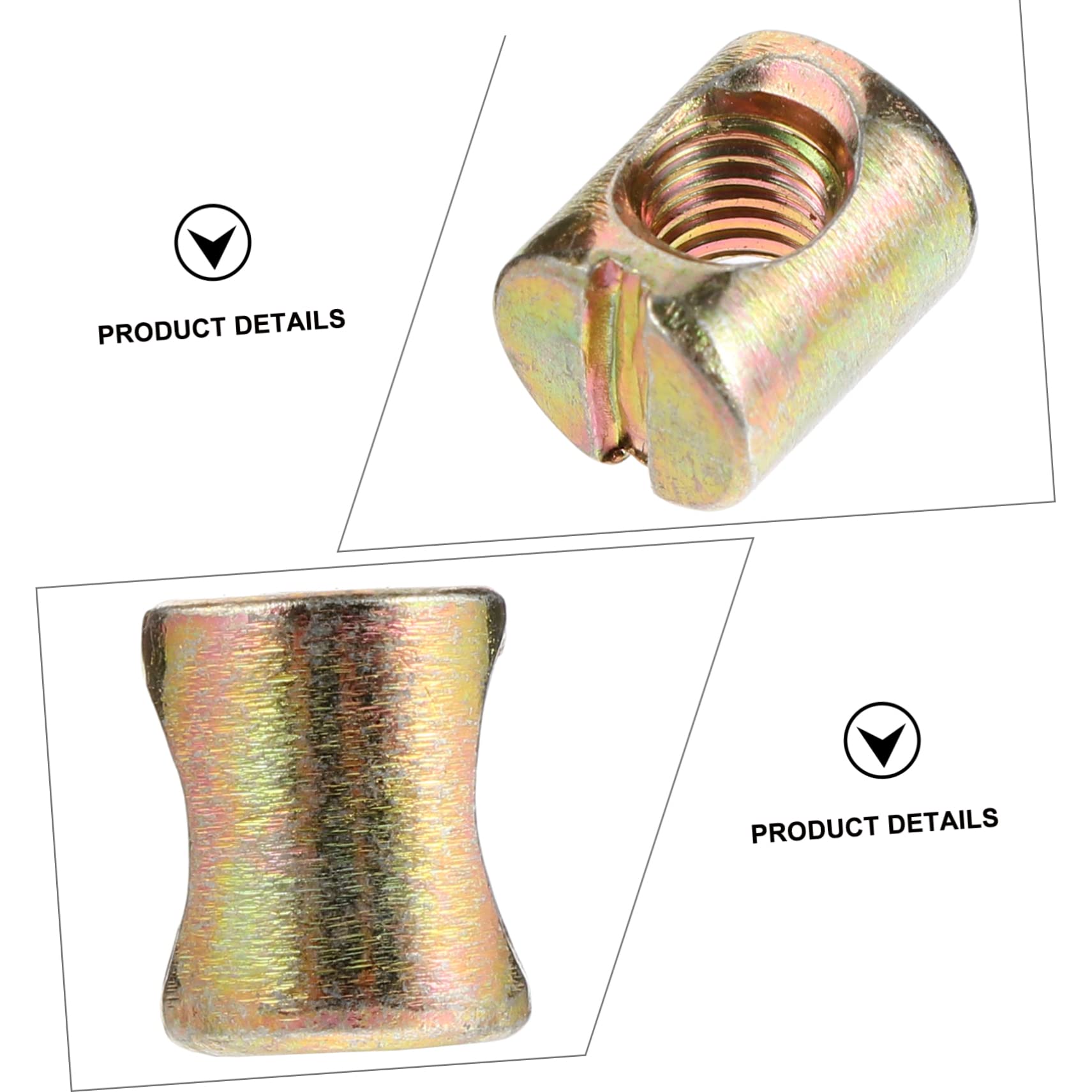 Unomor Nuts Cross Dowels Slotted for Furniture 55pcs Steel Nuts for Bed Crib Chairs Easy Assembly