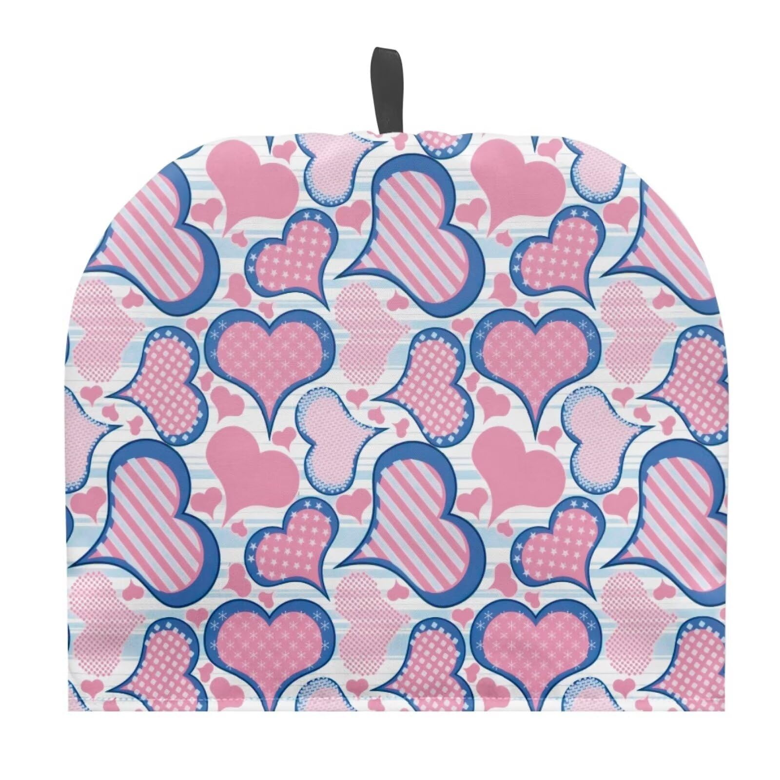 TODIYADDU Pink Love Heart Tea Cozy for Women Valentine's Day Teapot Cozies Dust Cover with Carrying Loop Large Kettle Cover Keep Breakfast Warmer Kitchen Home Decor for Mom, Wife, Friends