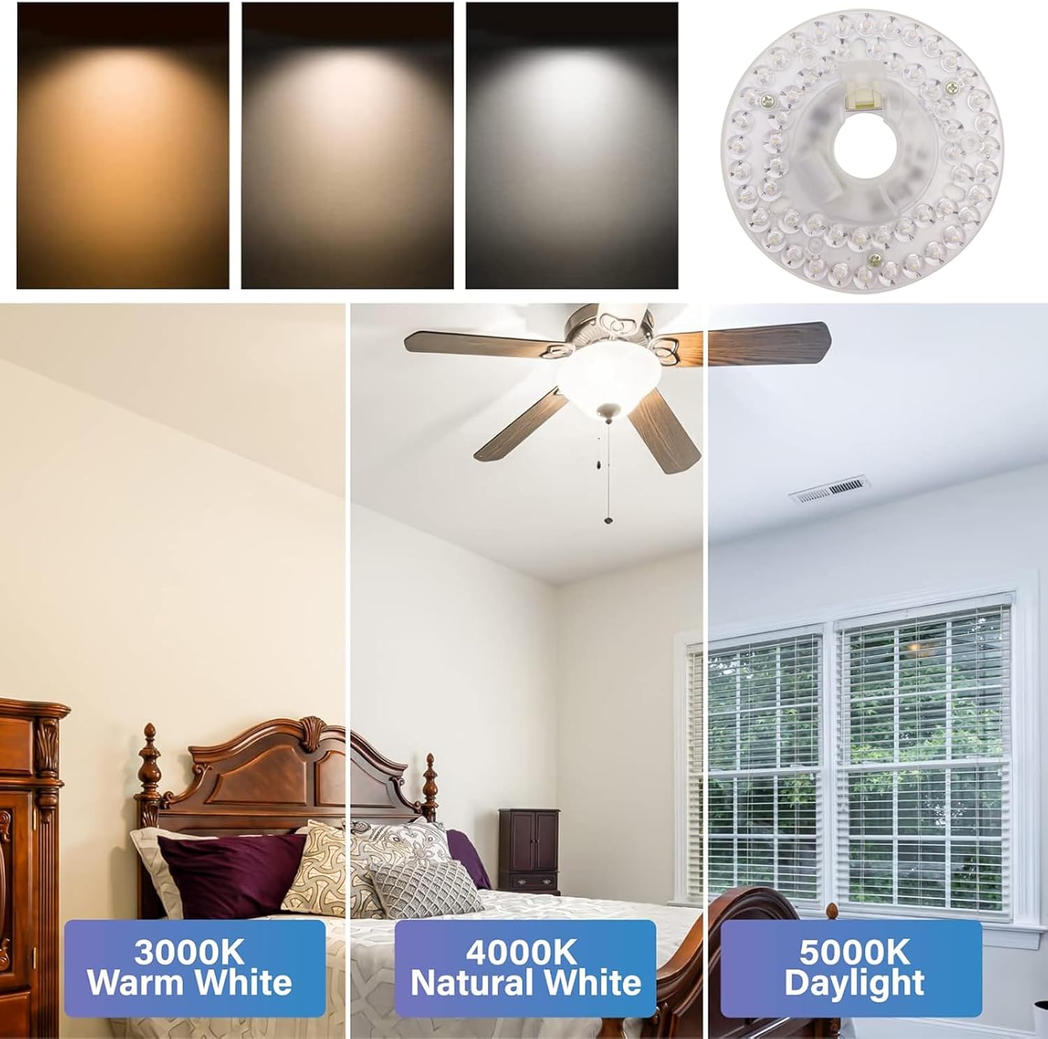 Ceiling Fan LED Reform Set 18W Adjustable Fan Light Replacement Easily Installation 220V Light Bulb