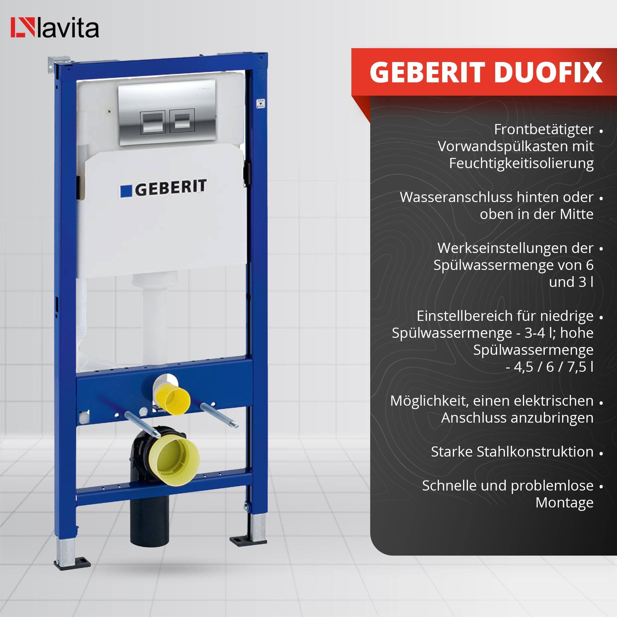 Duofix Basic Sogo Slim - Inodoro de pared (incluye placa de control Delta 25, botón cromado, juego completo, cisterna empotrada), color blanco