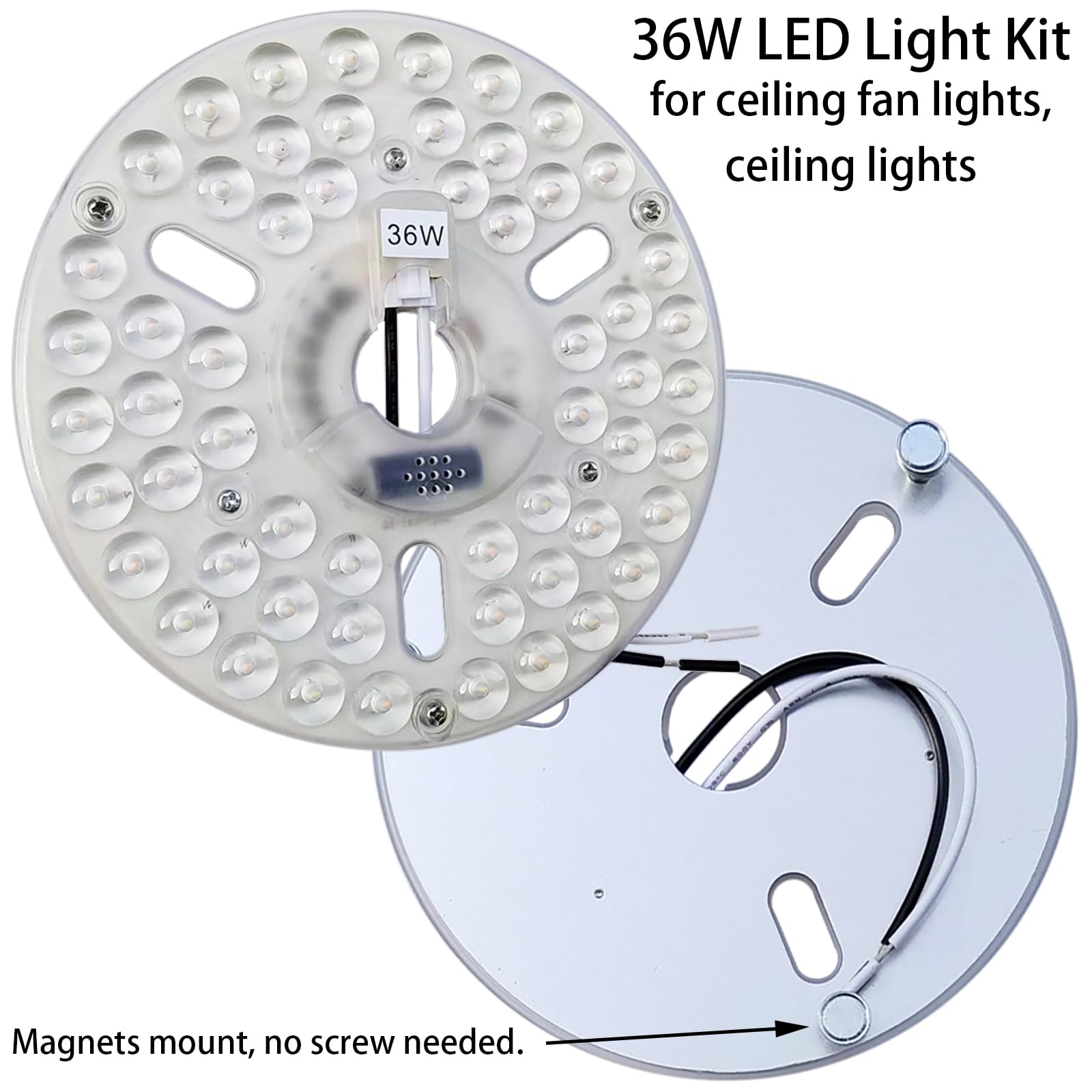 Kit de luz de ventilador de techo de 36 W y 6.4 pulgadas, repuesto de luz LED para panel de disco de motor para luz de techo empotrada, 3 CCT regulable 2