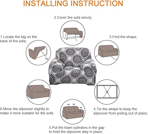 Miniatura 4 de ele ELEOPTION Fundas de sofá en forma de L, fundas de sofá con estampado seccional, 2 piezas, fundas elásticas para sofá en forma de L para niños,