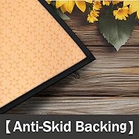 Vista 3 de Tapete semicircular de flores de girasol otoñal para entrada interior, tablero de madera retro, antideslizante, absorbente, 24 x 36 pulgadas