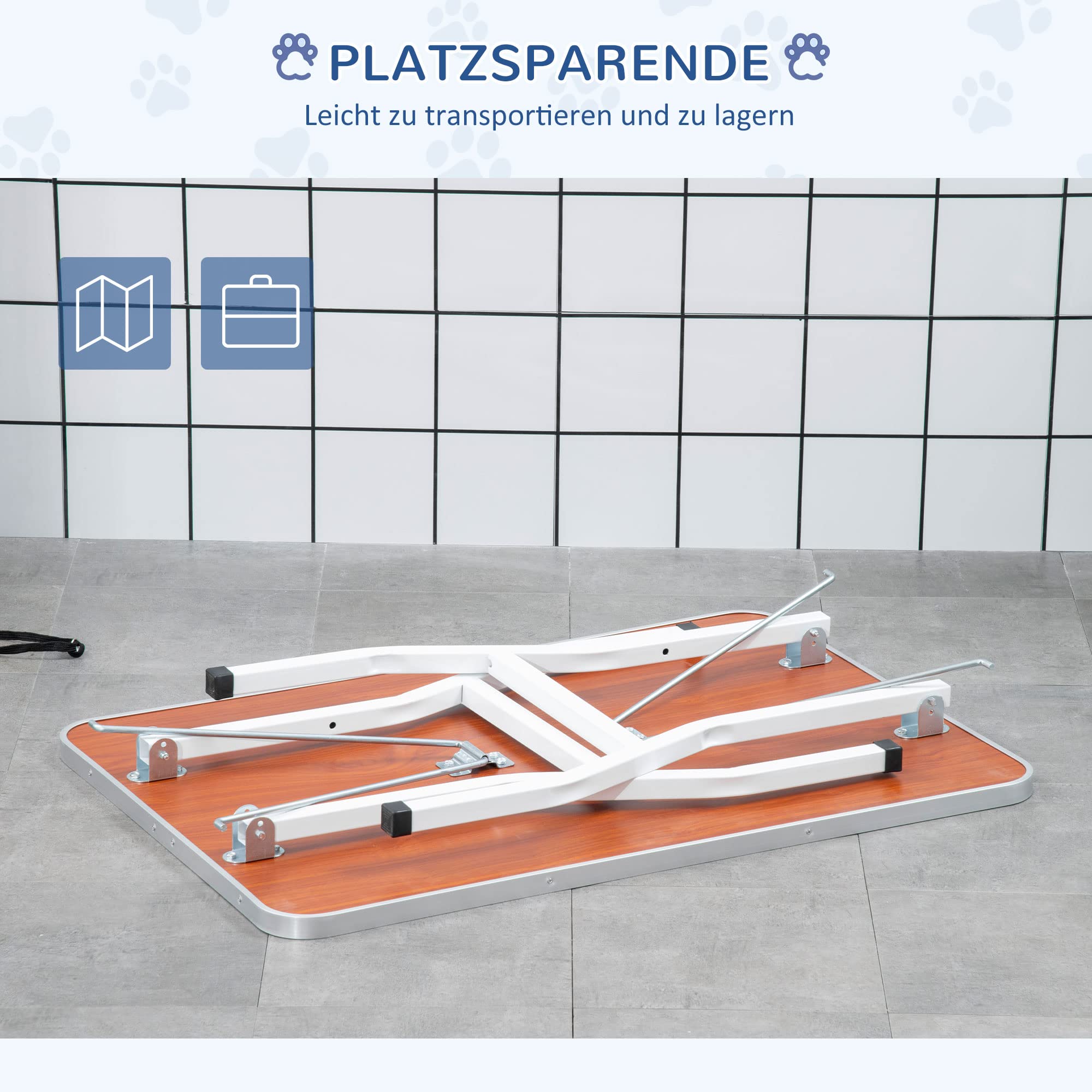 PawHut Trimmtisch für Hunde Klappbar Galgen 91,5 x 61,5 x 76 cm Schwarz | Hundepflegetisch, Haustierpflegetisch, Höhenverstellbarer Galgen, Schlingen, Rutschfeste Oberfläche, Schertisch Bis 150 kg