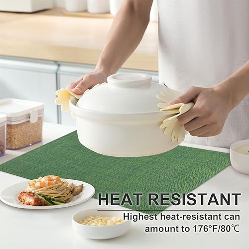 Miniatura 2 de Juego de 6 manteles individuales de vinilo, tejido de PVC, lavables, antideslizantes, resistentes al calor, sin arrugas, para mesa de comedor,