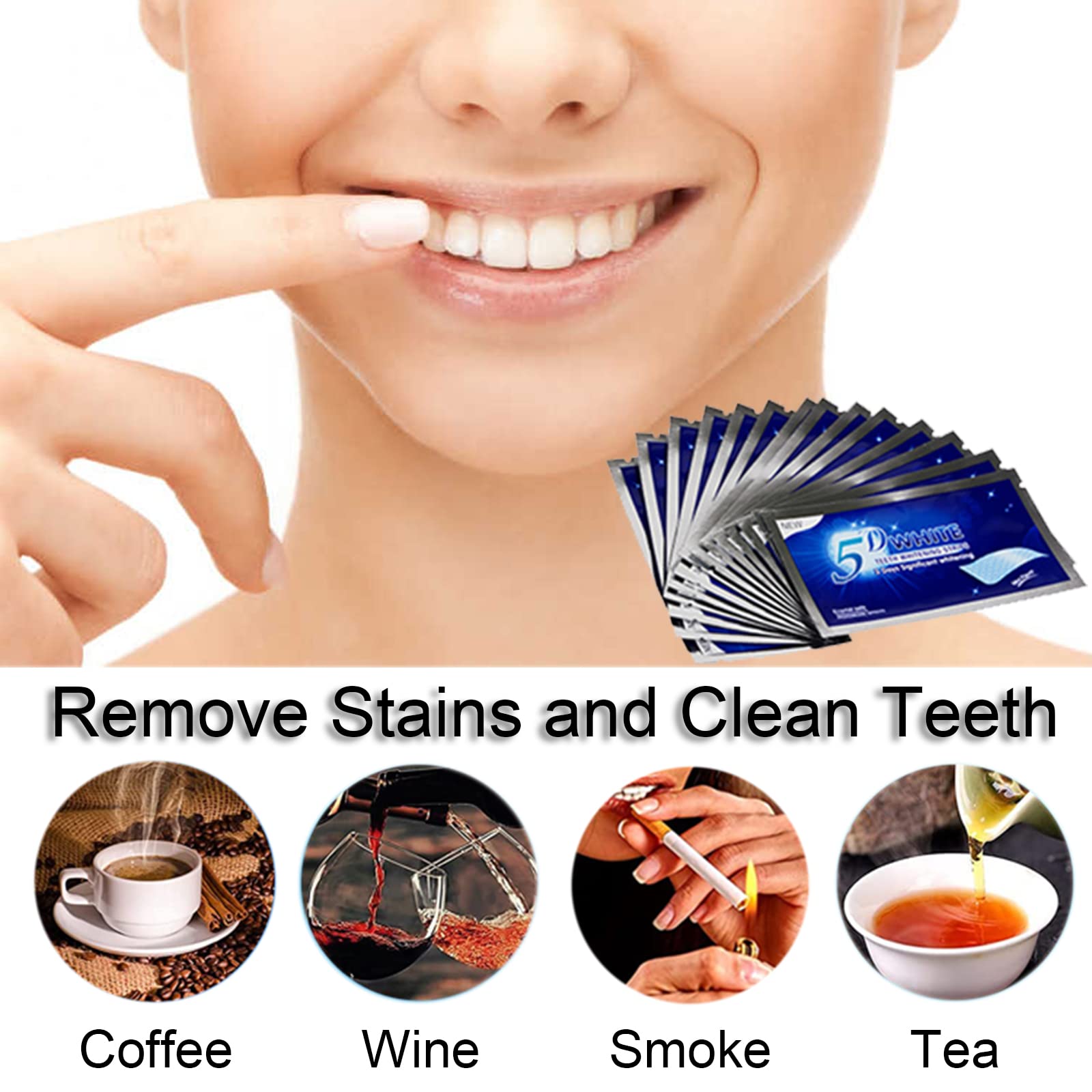Strisce Sbiancanti Denti, 28 Striscie Sbianca Denti,Sbiancante Denti per lo Sbiancamento e la Pulizia dei Denti