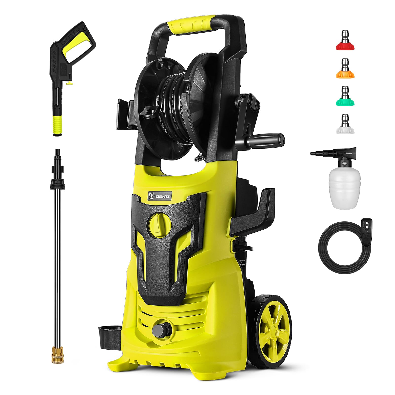 DEKOPRO Electric Pressure Washer: 4500PSI 2.8GPM Max Power Washer High Pressure Washer Hose for Cars Patios Fences Decks and Drieway
