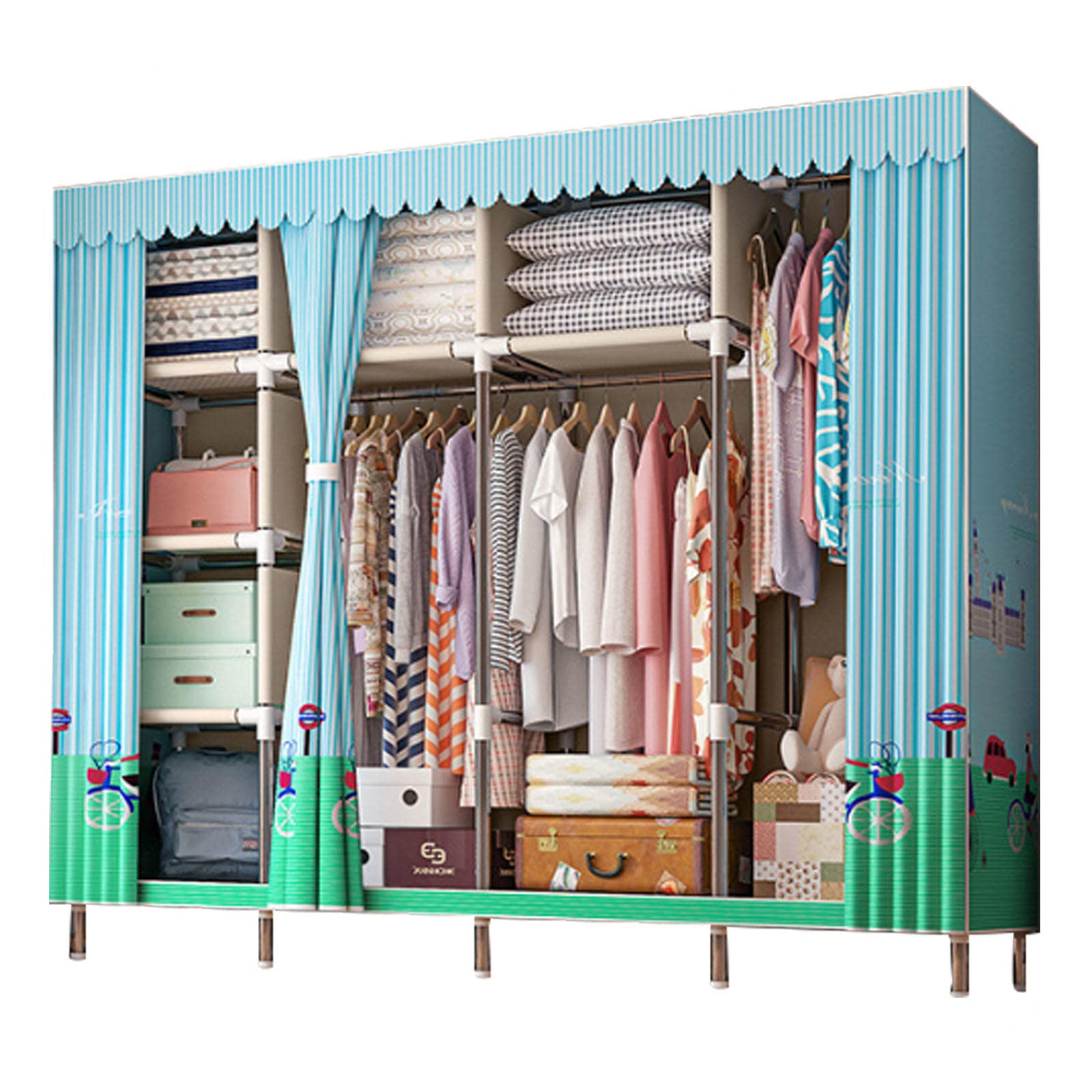 Kleiderschrank Tragbare Kleiderschränke aus Segeltuch, Regale, Stoff-Kleiderschrank, Aufbewahrungsorganisator für Schlafzimmer, Stoffschränke,C-203X45X172cm