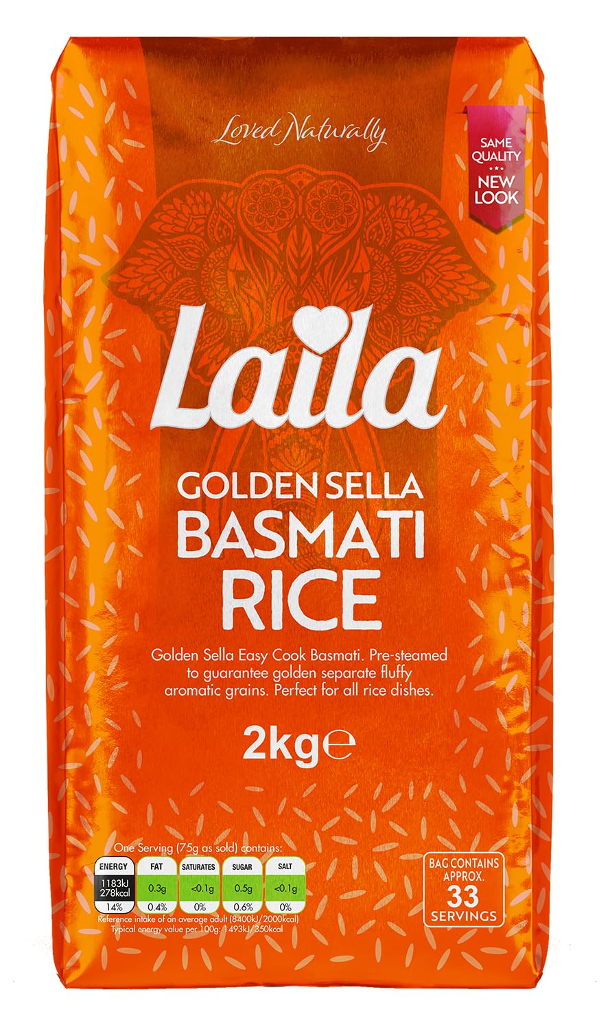 Laila Golden Sella Basmati Rice, 2 kg