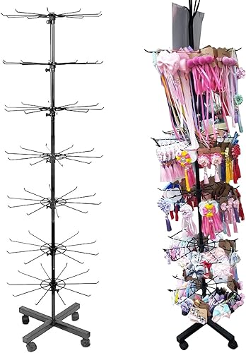 Autek Soporte de exhibición al por menor de 7 niveles para tienda movible llavero de joyería sombreros juguetes para exhibición negro