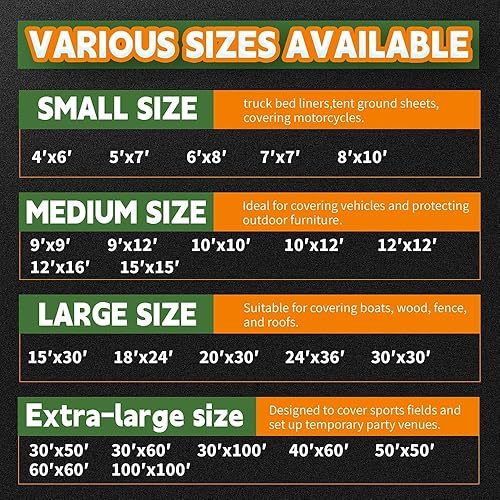 Miniatura 35 de RAINDEWAY Lonas de 7 x 7 pies (paquete de 2) – 5.5 mil, cubierta de lona de polietileno impermeable multiusos con ojales de metal y bordes