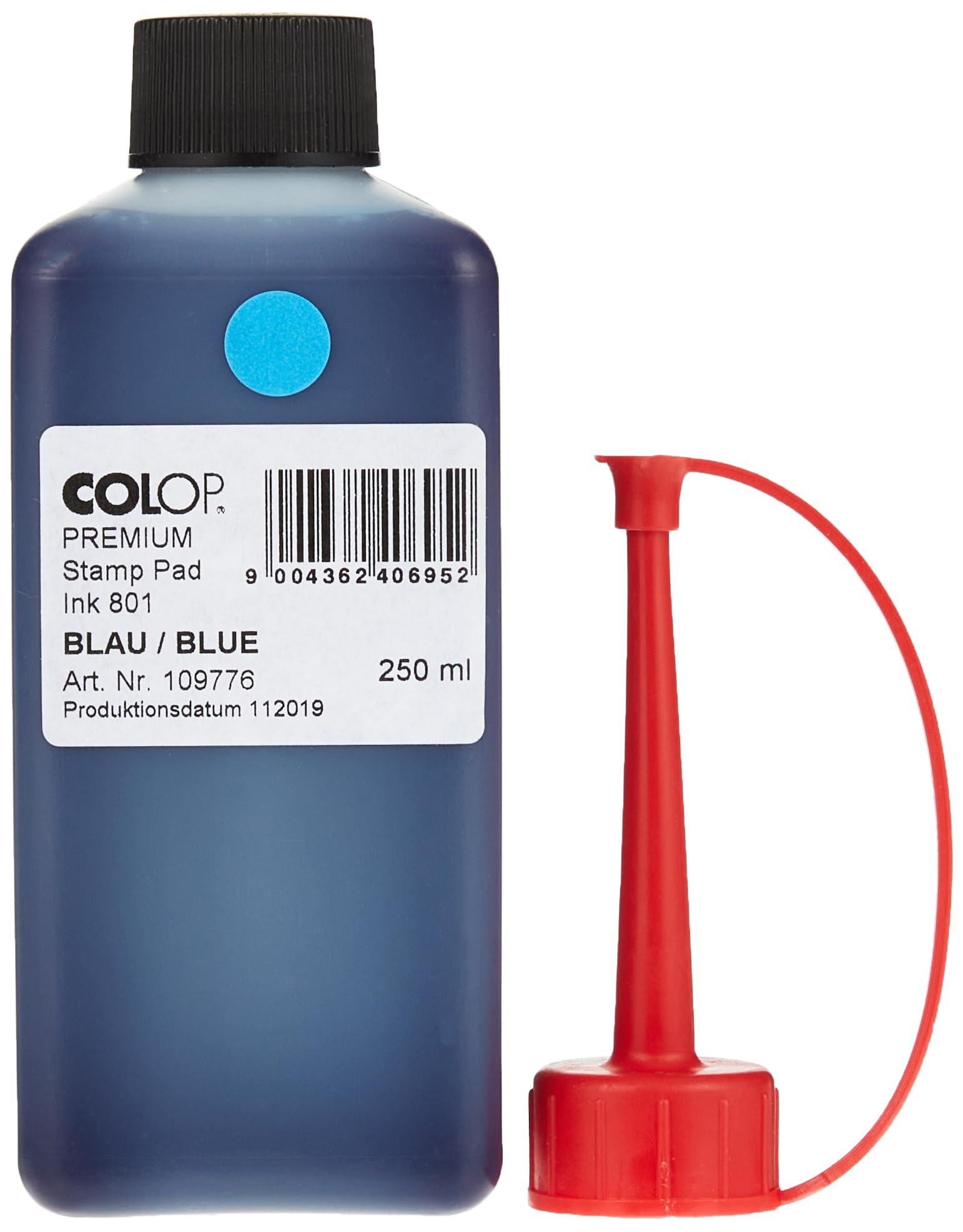 COLOPInk For Self Inking Stamps 250ml Blue, Premium 801 Blue Ink Pad Ink, 109776