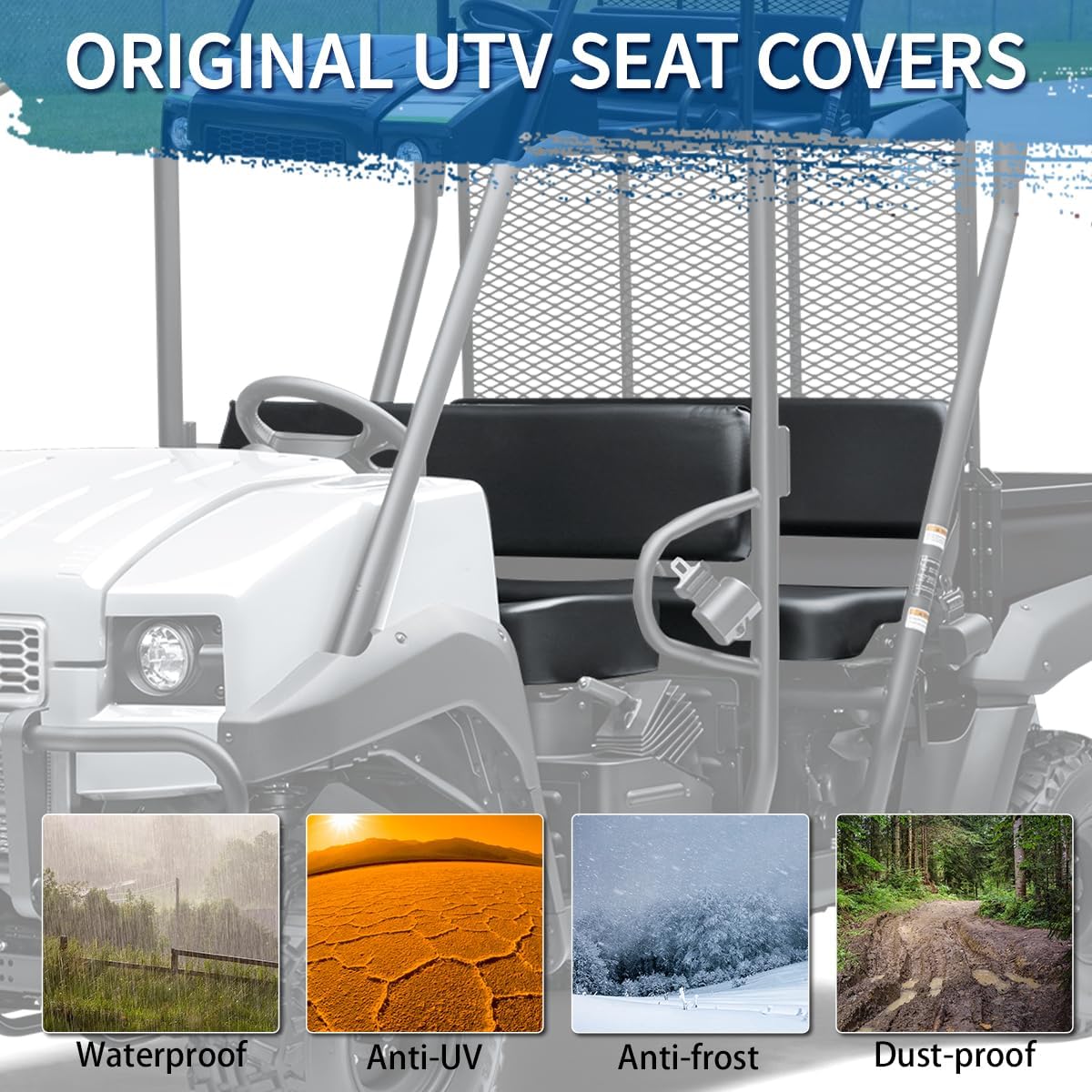 Front Bench Seat Cover Replace for 1993-2008 Kawasaki Mule 2500 2510 3000 3010, Waterproof Anti-Scratch Soft Leather Seat Cover for Kawasaki Mule