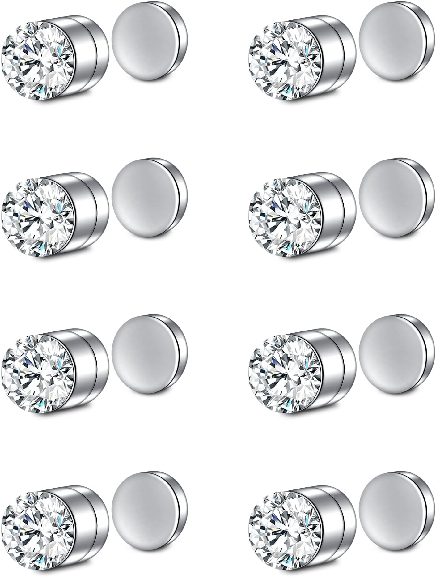 Fake Nose Ring Stud Magnetic Nose Stud Clip On Lip Ear Non Pierced Jewelry for Women Men Silver