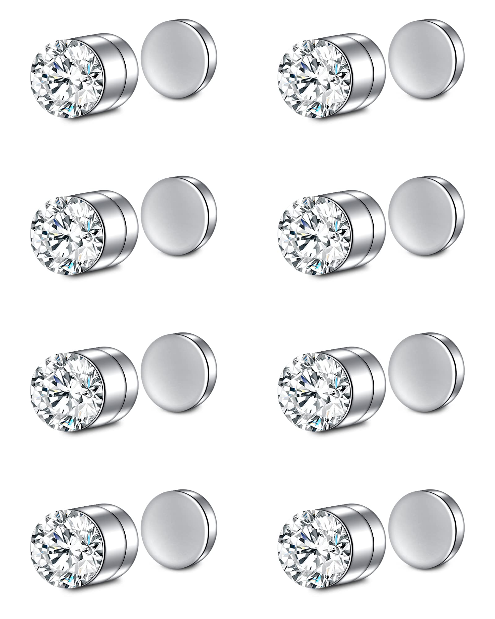 D.Bella Fake Nose Ring Stud Magnetic Nose Stud Clip On Lip Ear Non Pierced Jewelry for Women Men Silver