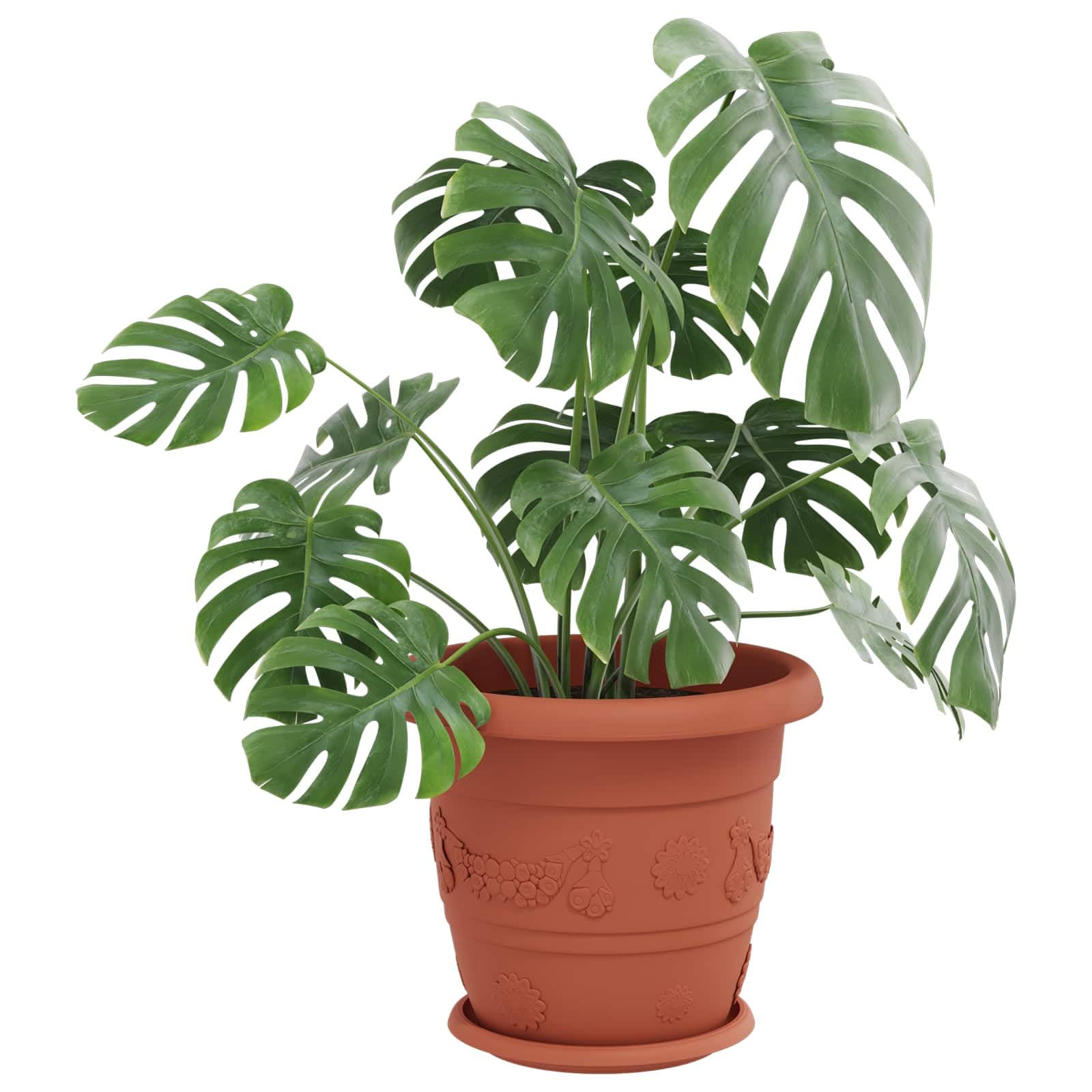 6er Set Blumentöpfe Ziegelrot Ø 34 cm, Moderne Pflanzgefäße aus Kunststoff für Außen und Innen, Runde Pflanztöpfe mit Entwässerungslöchern für Garten Balkon Terrasse