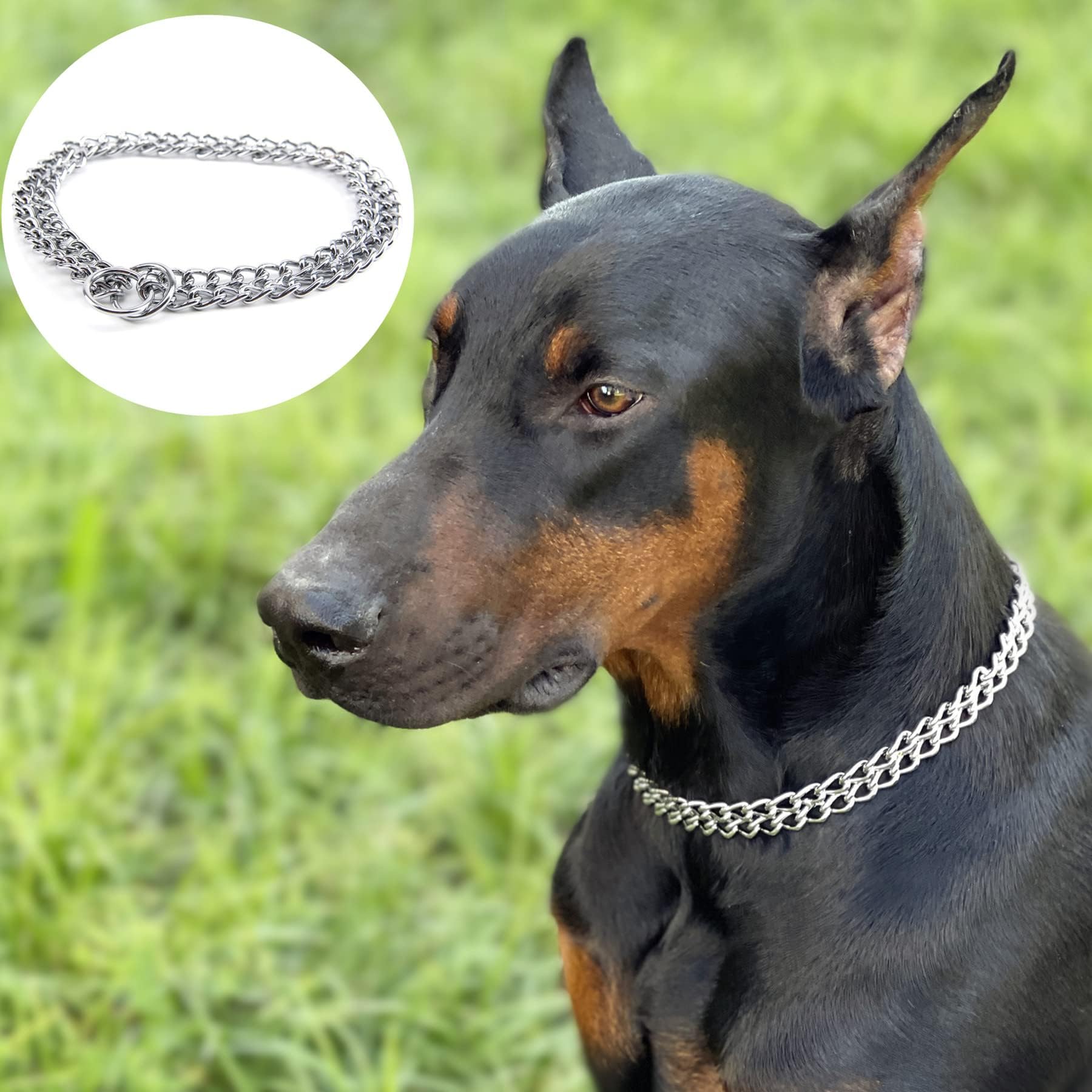 Luxury Dog Choke Collar Slip P Chain -Pet Iron Metal Double Chain Row Neck Walking Training Small Medium Large Dogs,50cm