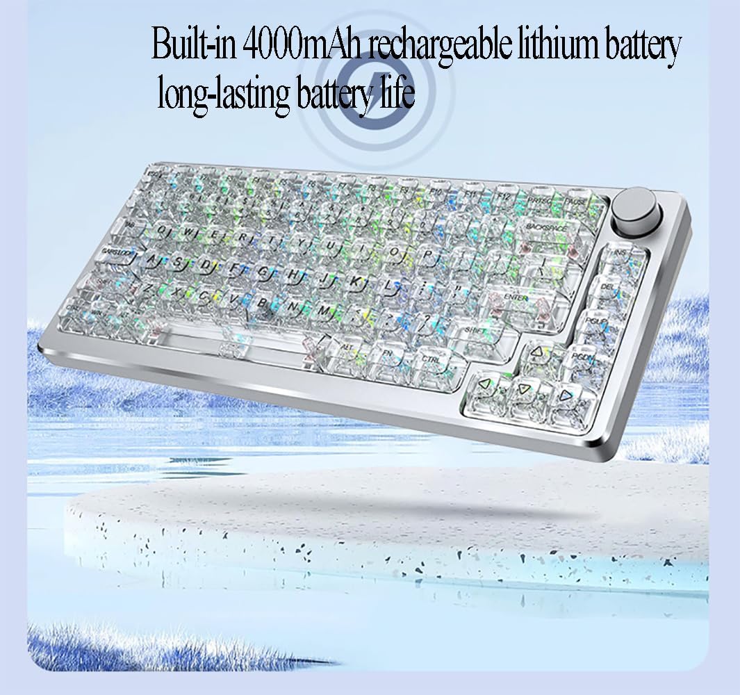 メカニカル キーボード 透明キー 英語配列 無線2.4G BT5.0 ホワイト