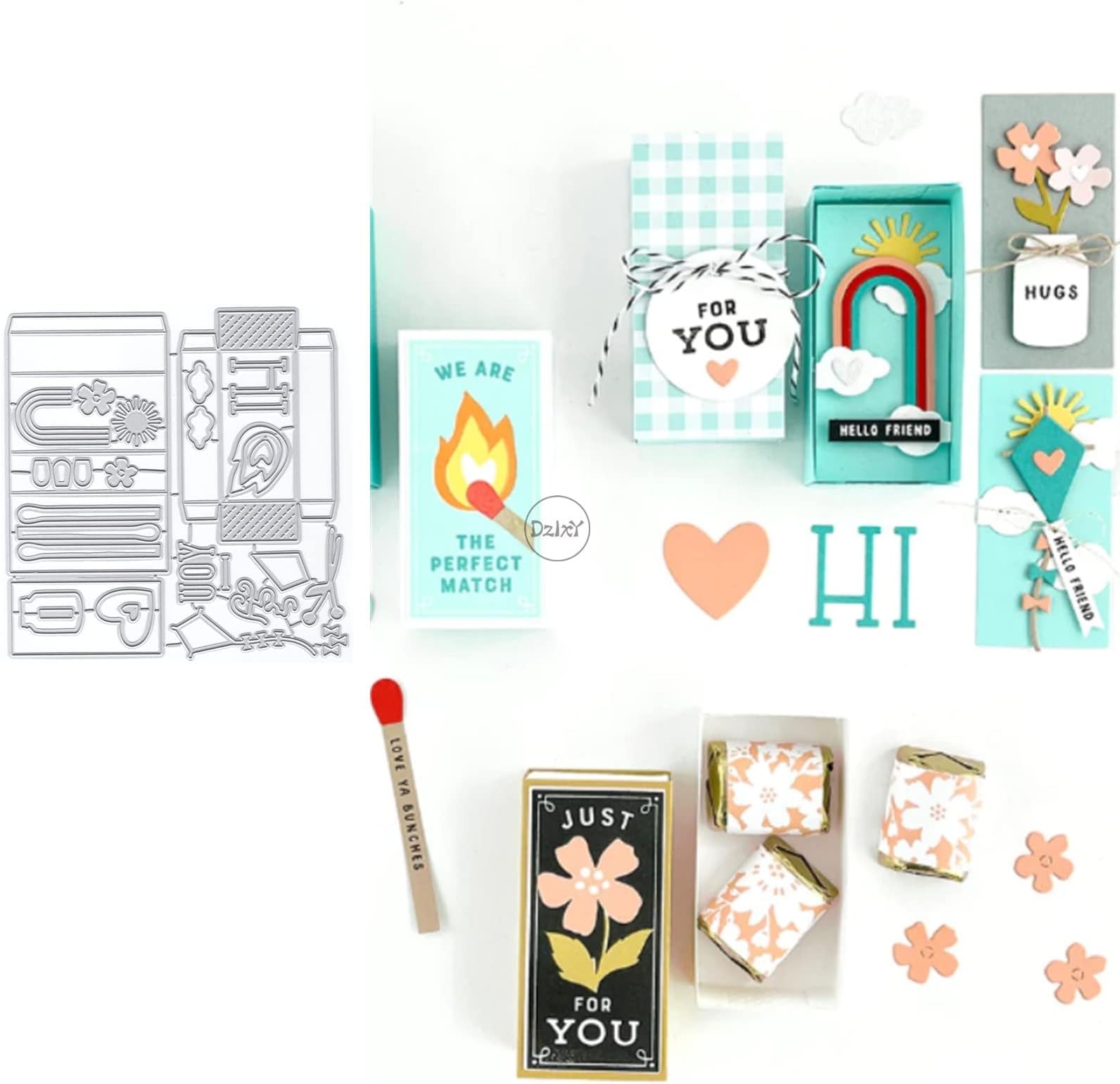 DzIxY Matches Box Metal Cutting Dies for Card Making Kit Embossing Paper Die Cuts Scrapbook Machine Stencils Storage Pockets Supplies