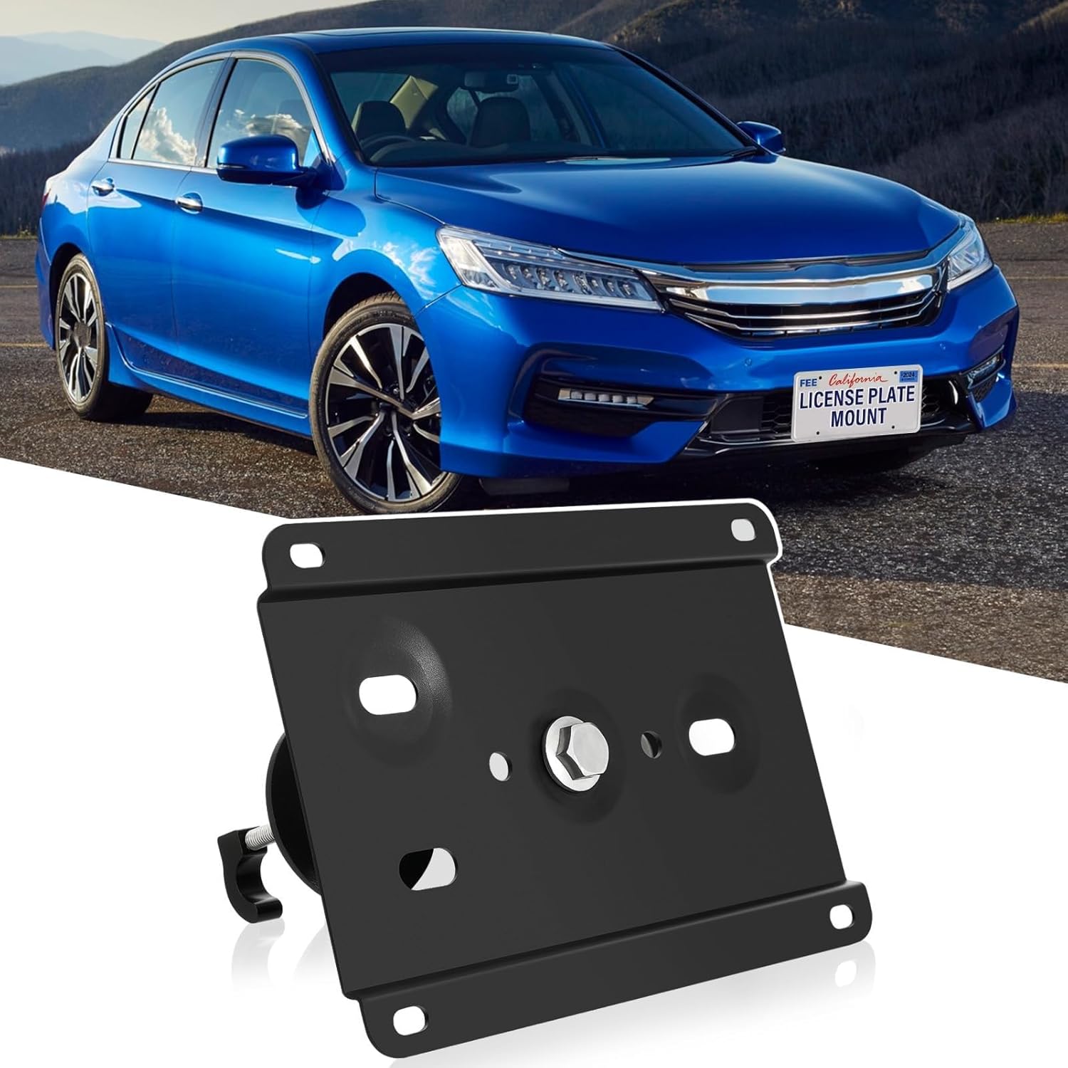 New No Drill Front Bumper License Plate Mount Bracket Holder Compatible with Honda Accord 2013-2023 Front Grille License Plate Frames Front License Plate Mounting Kit Car Tag Accessories