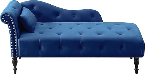 Miniatura 4 de HomSof Tumbona, Borgoña Moderno Terciopelo Interior, Brazo Izquierdo Diseño Lounge Sofá, Silla Reclinable Patas de Madera Sólida con 1 Almohada