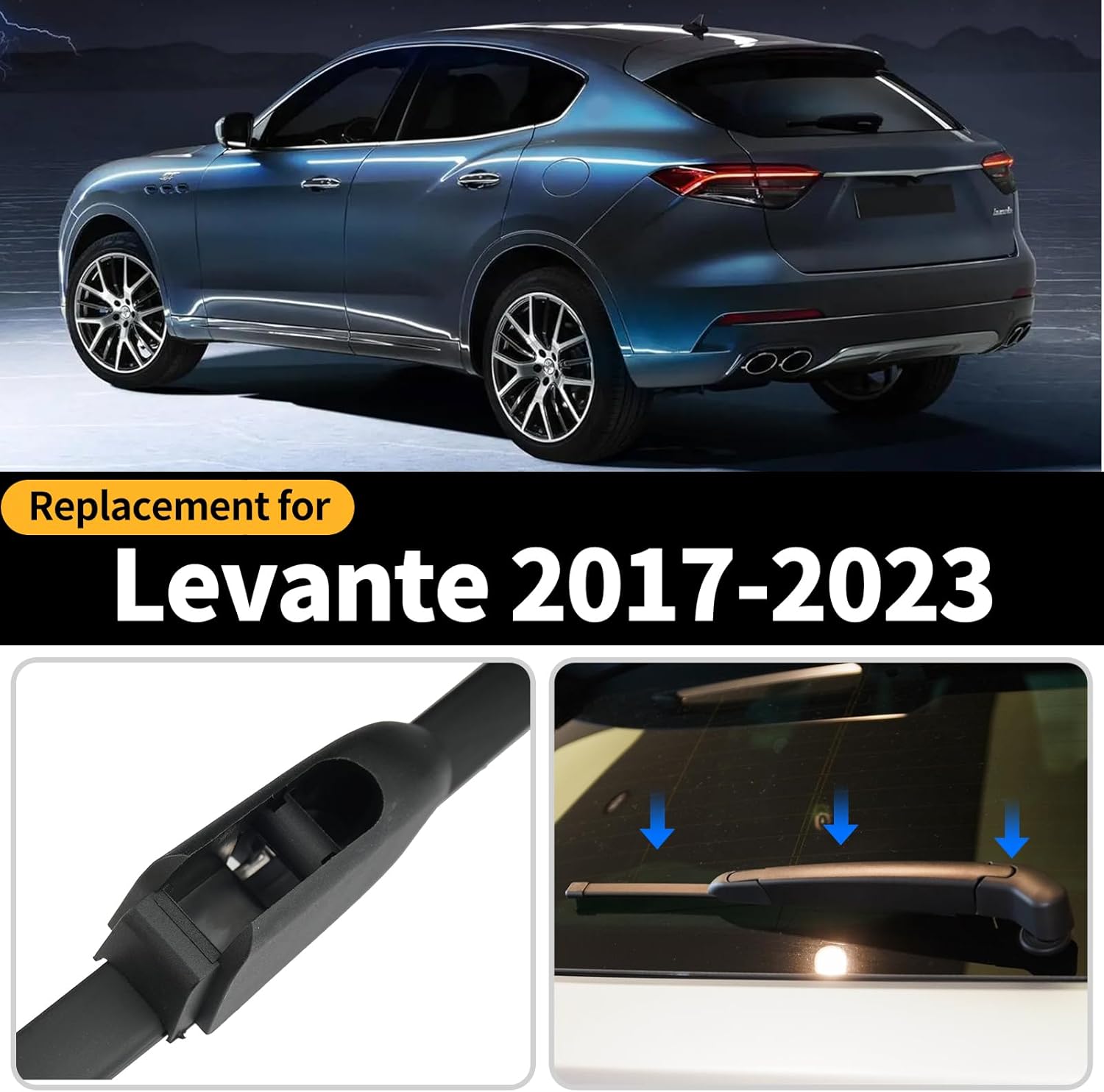 Replacement for Maserati Levante Rear Windshield Wiper Blade and Arm Assembly-Car Back window wiper Arm Blade Complete Set