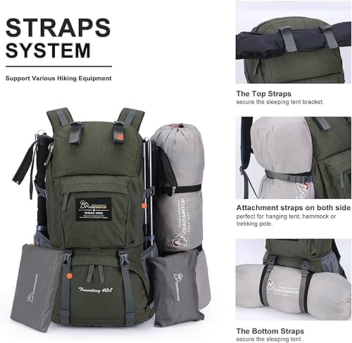 Miniatura 5 de Mochila de senderismo de 40 L de Mountaintop, mochila ligera de viaje para hombres y mujeres, mochila para acampar al aire libre y hacer senderismo