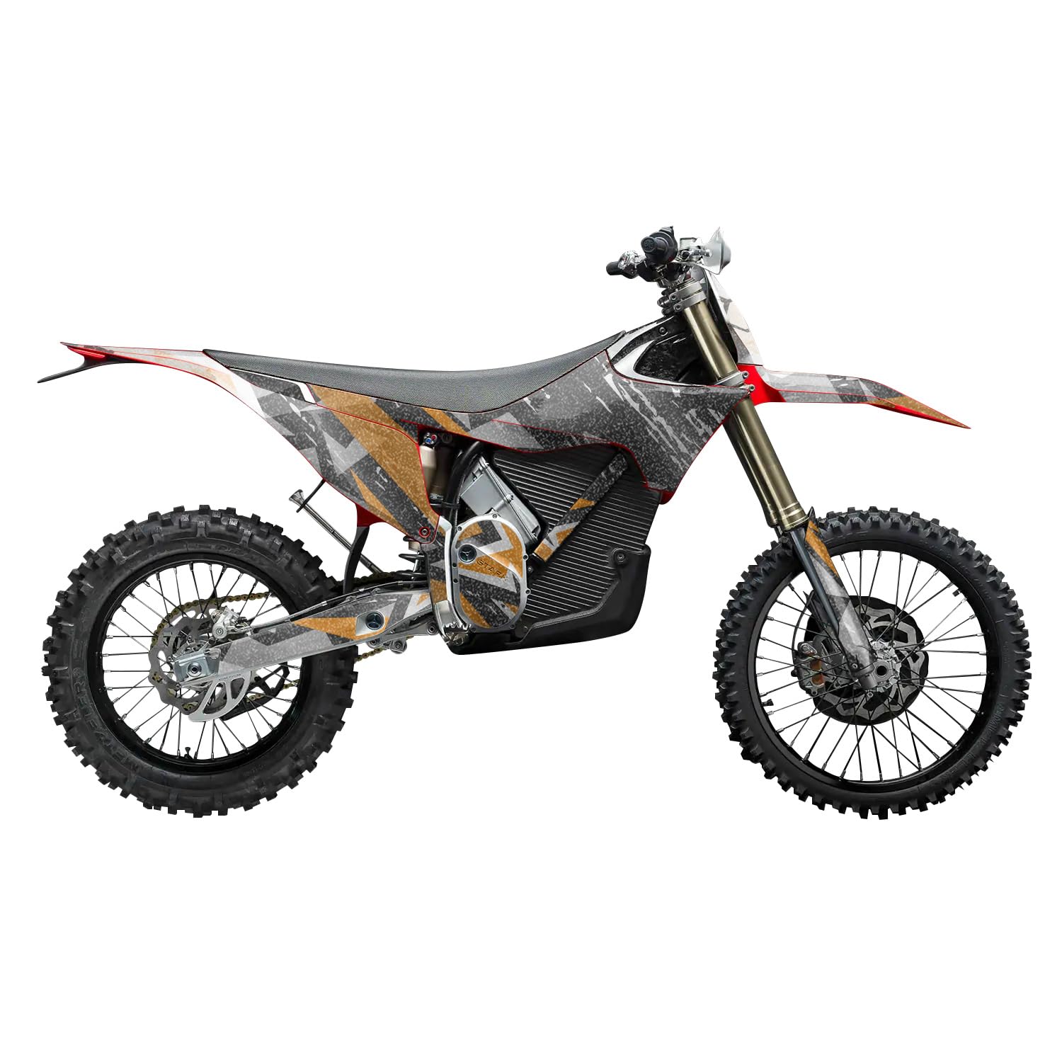 Glossy Glitter Stark Varg MX 2023-2025 Graphics Kit Wrap - Grunge Star Orange - Varg MX Skin - Premium 3M Vinyl Protective Wrap Decal Cover - Easy to Apply | Crafted in The USA by MightySkins