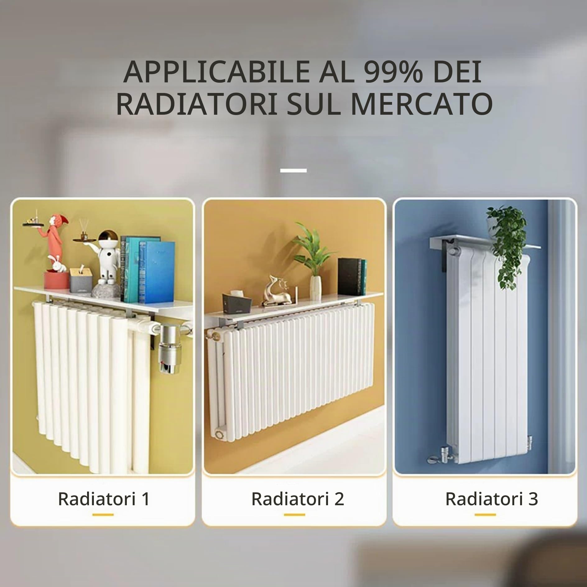 Mensola Radiatore,Mensola Termosifone,Senza Forare,Copritermosifone Bianco di Alluminio,Consolle Universale per Termosifone,Copricalorifero,Mensolas Calorifero,Cuscinetto di Carico 30kg(35cm)