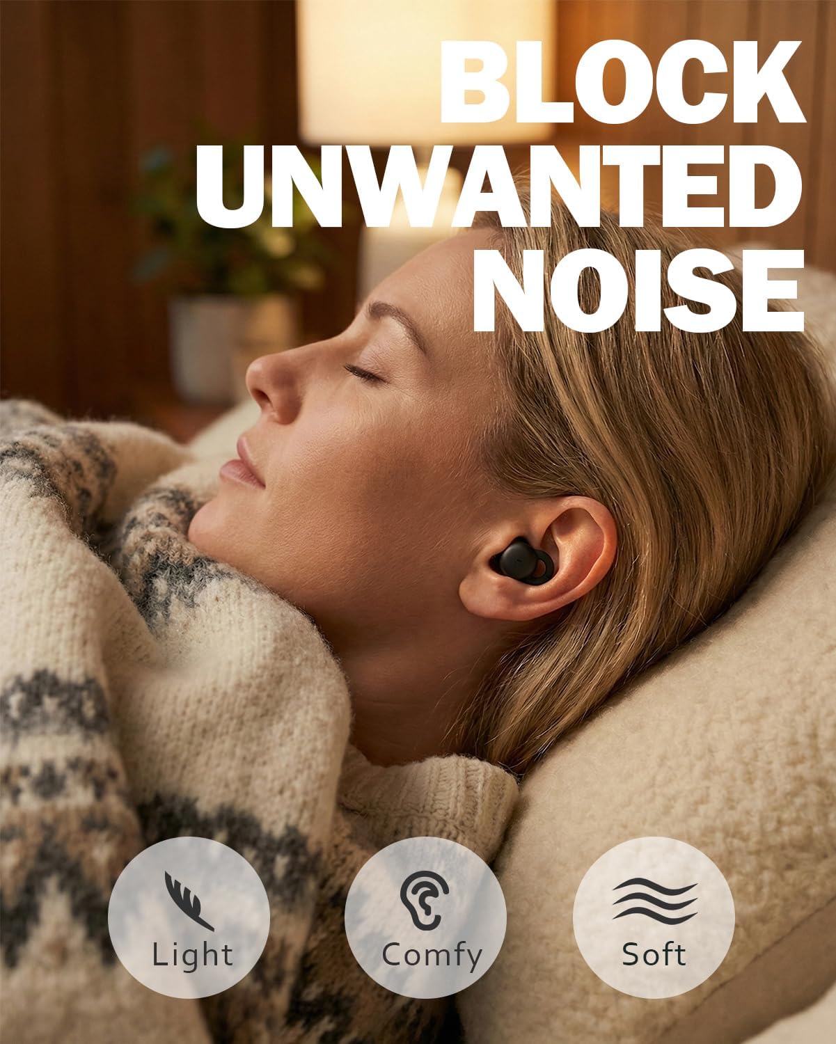 Sleep Earbuds, Comfortable Sleeping Headphones Small Design for Side Sleepers Invisible Buds Wireless Bluetooth Earphones for Noise Blocking Snoring