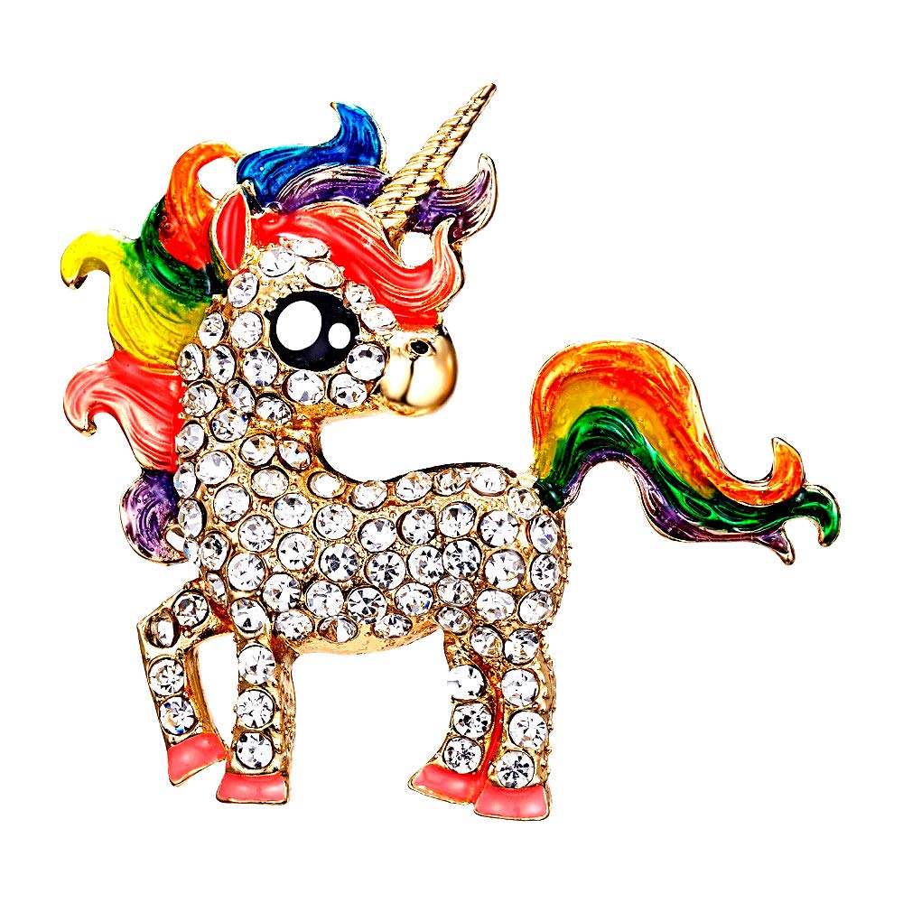 Joji BoutiqueBejeweled and Enameled Rainbow Unicorn Brooch/Pin
