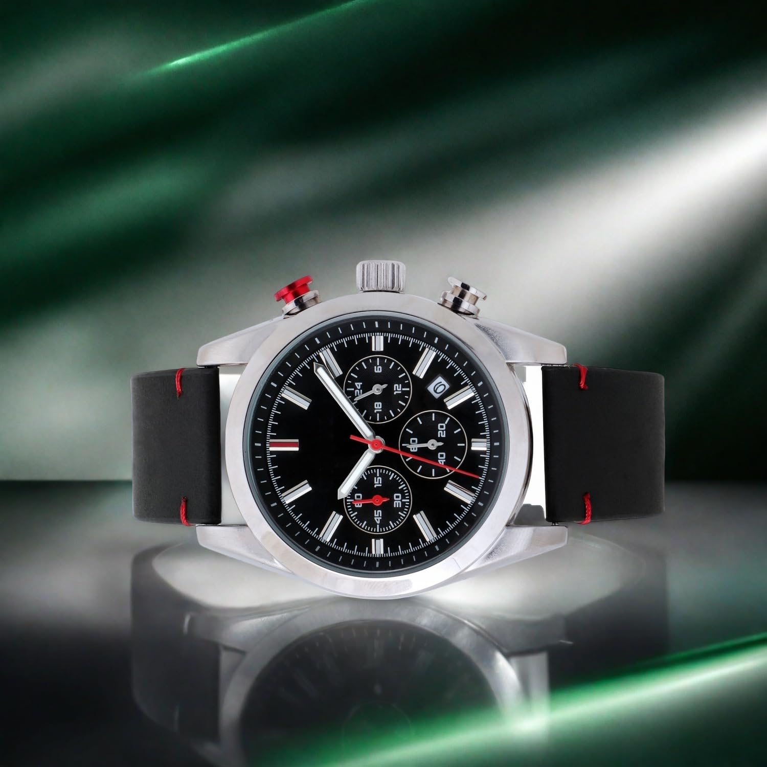 NUOVO Orologio Analogico al Quarzo Analogico Classico a tre Lancette da Uomo da 42 mm Con Quadrante Nero Mezzanotte e Cassa in Lega con Cinturino in Pelle Nera