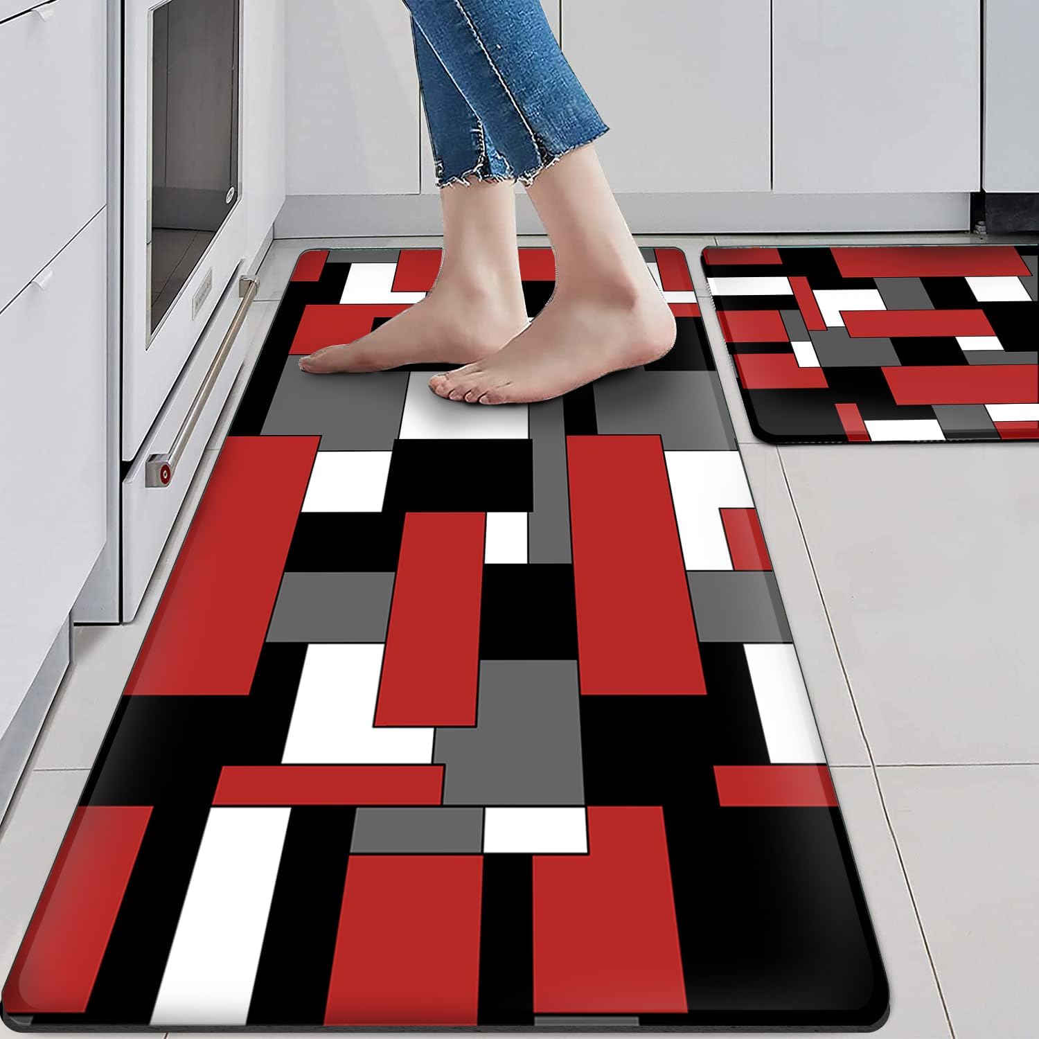 ACOZUHSE Kitchen Rugs Set of 2, AntiFatigue Kitchen Mats