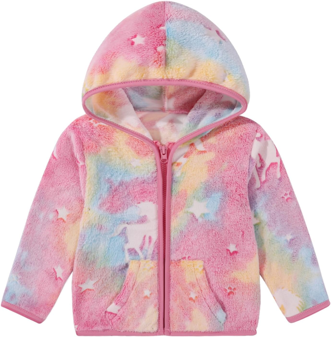 Toddler Baby Girls Fall Clothes Fleece Jackets Hooded Zip Up Cute Prints Fuzzy Coats Size 12 18 24 Months 2t 3t 4t 5t