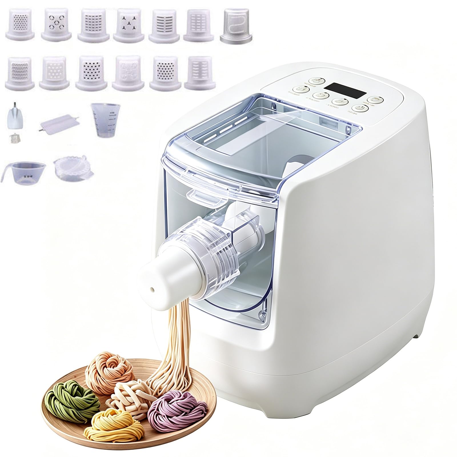 Macchina Per Pasta Multifunzione, Macchina Automatica Per Noodles Con 13 Dischi Forma & Capacità 640G Farina, Macchine Elettriche Per Preparare Spaghetti, Maccheroni, Sfoglie Per Ravioli