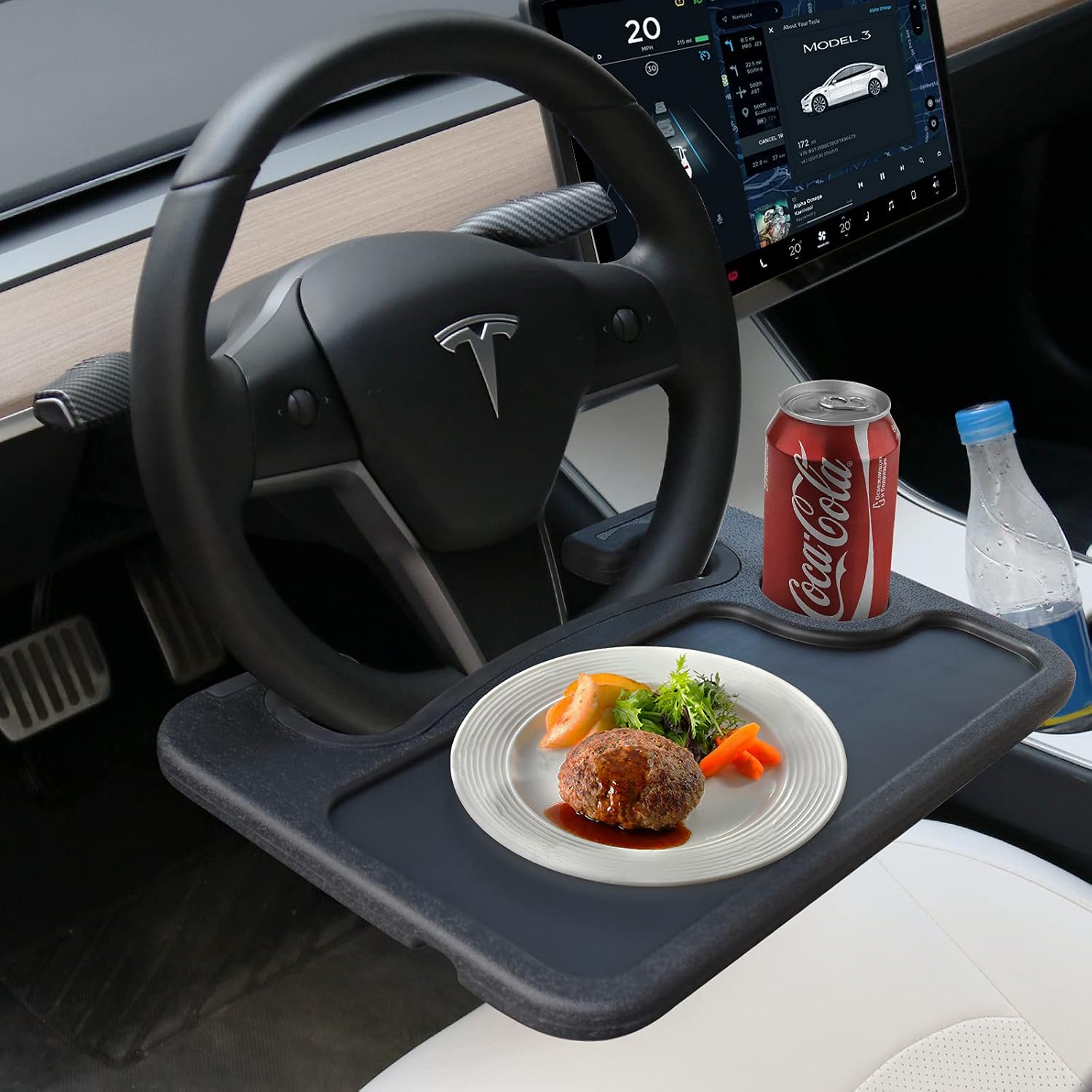 BASENOR 2022 Tesla Model Y Model 3 Eating/Laptop Steering Wheel Desk Black(Not Damage Steering Wheel)