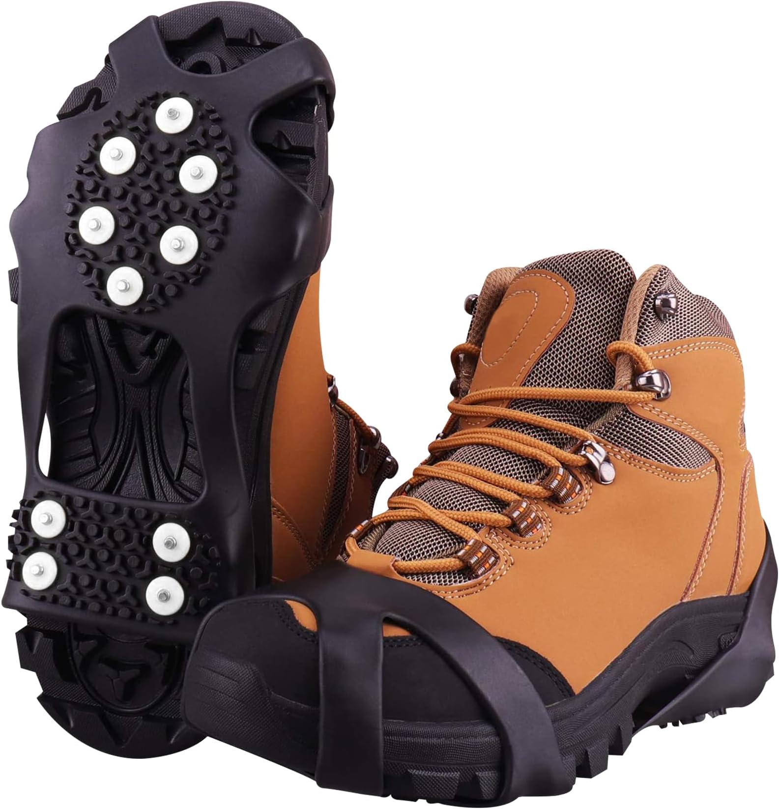 crampons for boots, Ice Traction Cleats Non-slip on Shoes/Boots 10 Studs Snow Ice Crampons Spikes
