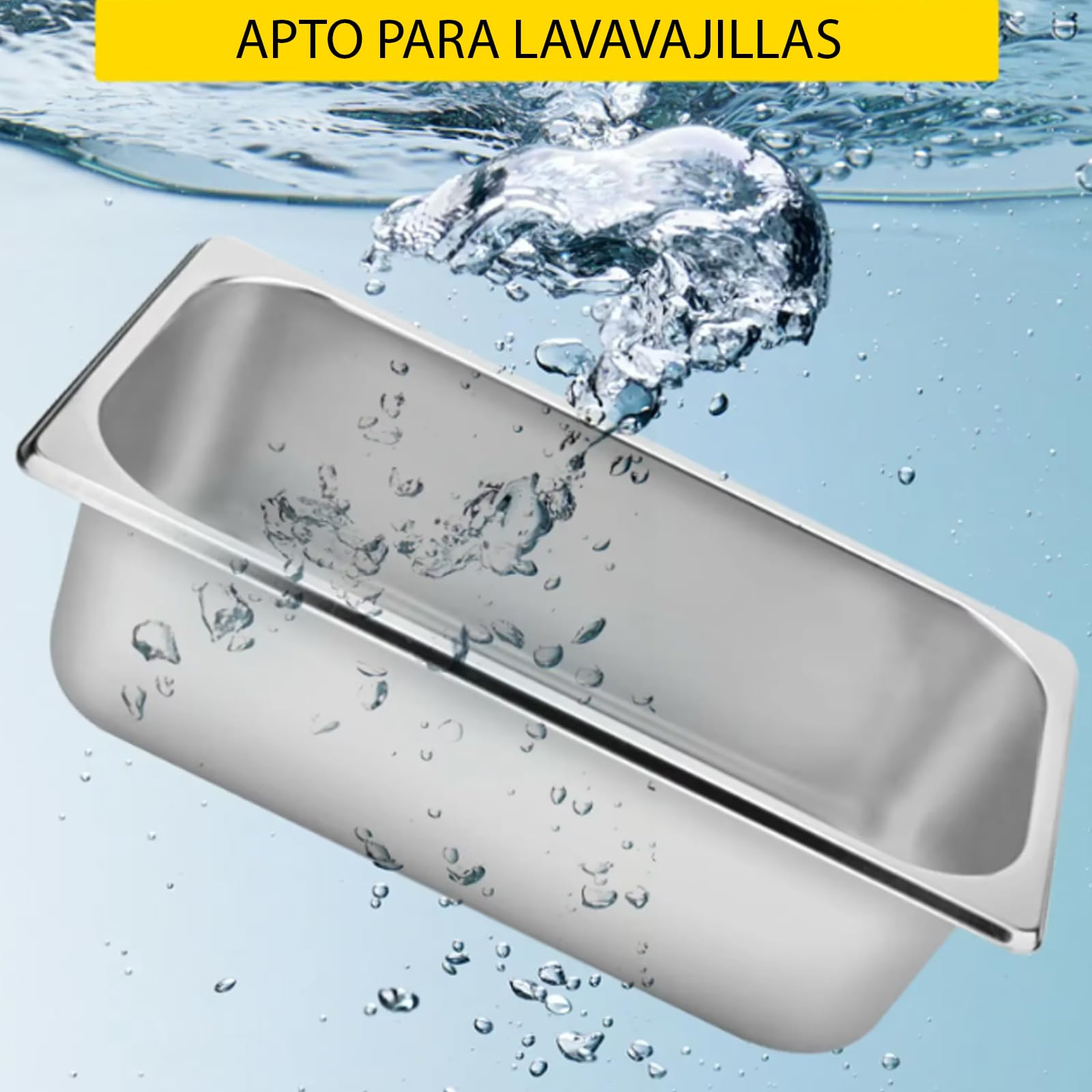 Lot de 6 bacs Gastronorm GN 1/4-100 mm de profondeur en acier inoxydable | plateaux ingrédients | plateaux Gastronorm 1/2 | Récipient GN 1/4 265 x 162 x 100 mm | 2,8 l