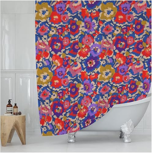 Miniatura 10 de Worthwhile Goods Cortina de ducha moderna con estampado Shibori patrón geométrico bohemio diseño de barro cortina de ducha de tela decorativa para