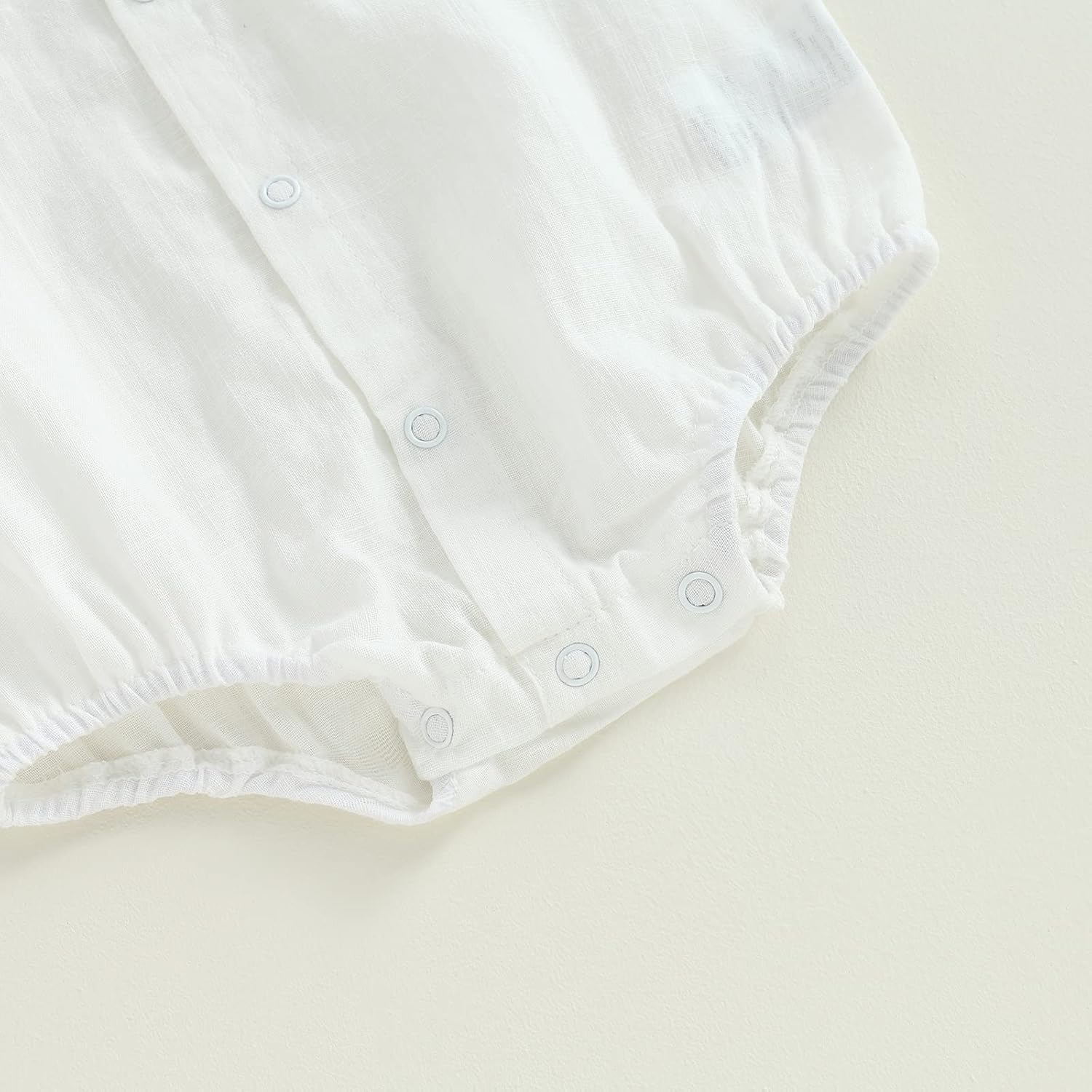 Newborn Baby Boy Cotton Linen Shirt Bodysuit Solid Color Short Sleeve Button Down Bubble Romper Summer Clothes - Image 7