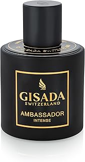 Gisada Ambassador Intense Cologne for Men - Perfume for Men with Strong, Masculine Scent & Classic Fragrance - Lasting Scent with Warm, Citrusy, Spicy, Oriental Notes - Made in Switzerland, 1.7 fl.oz.