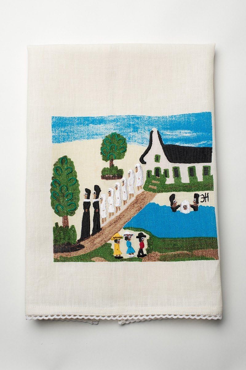 Gitter Gallery - Clementine Hunter, Baptism On Cane River Linen Tea Towel
