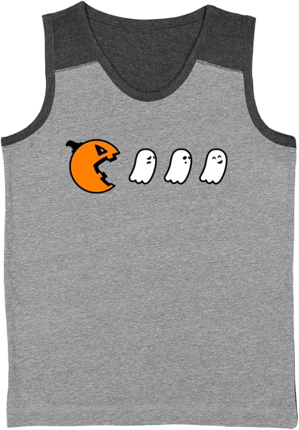 Pumpkin Eating Ghosts - Retro Game Youth Contrast Back Tank Top