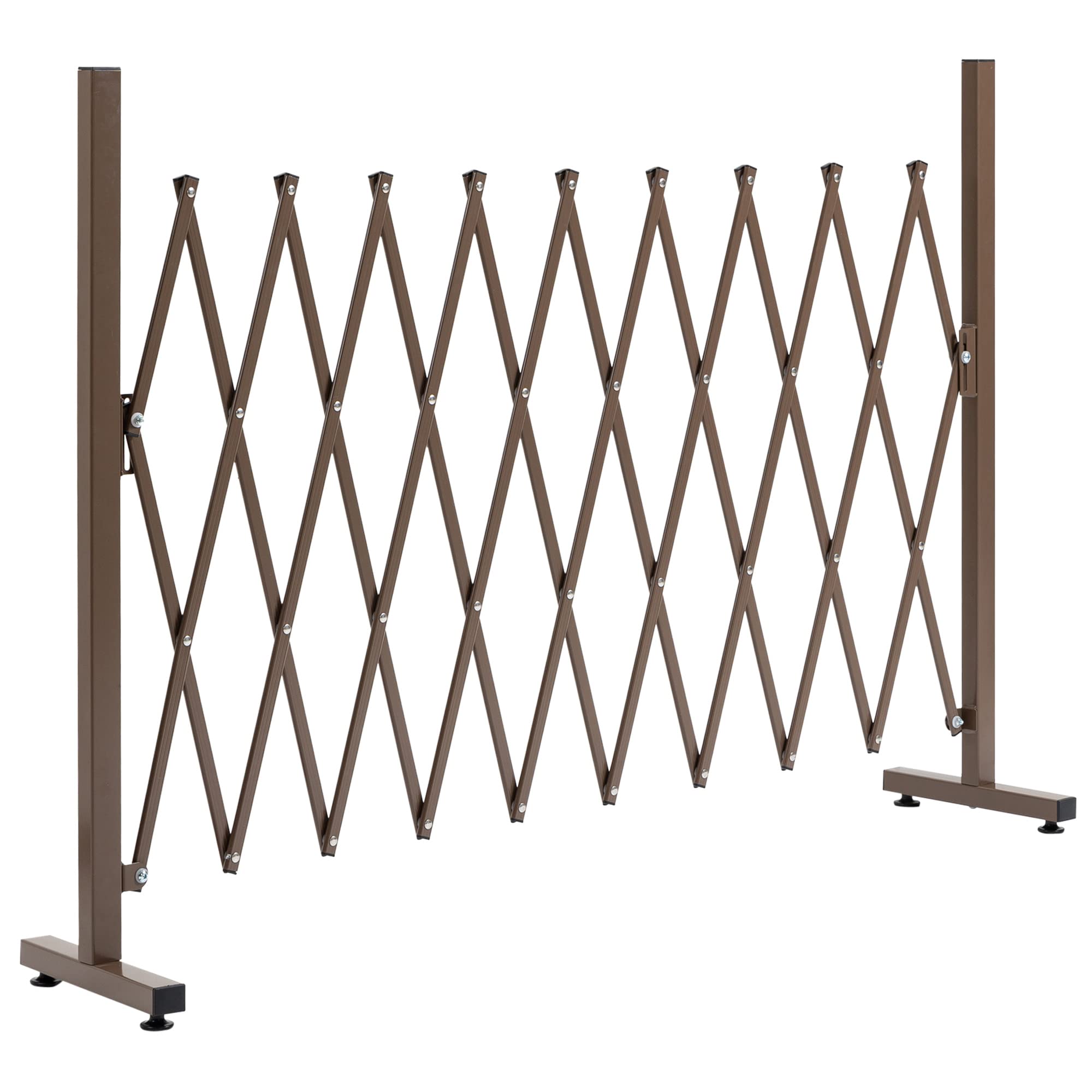 Outsunny Ausziehbares Absperrgitter versenkbares Absperrgitter 250L x 31l x 104H cm Alu Metall Schokolade